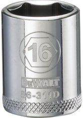 DeWALT DWMT86311OSP Hand Socket, 16 mm Socket, 3/8 in Drive, 6-Point, Vanadium Steel, Polished Chrome